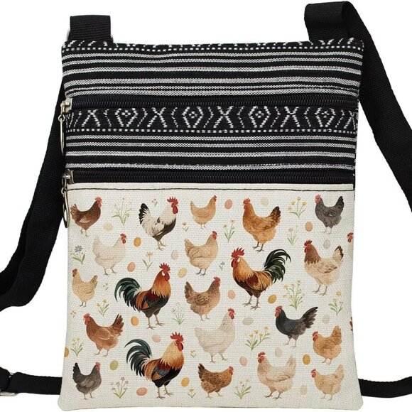 Accessories - Chicken Messenger Bag Small Ethnic Pattern Adjustable Crossbody Zipper Pouch